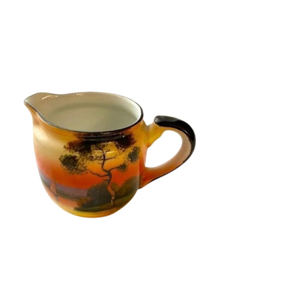 Noritake M antique pre WW2 hand painted scene creamer